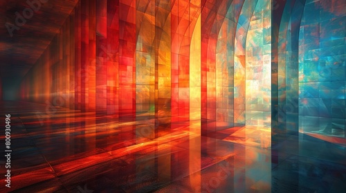 Dynamic Geometric Spectra of Futuristic Dimensions，A Lively Universe of Color Blocks in Transformation, Fusion, and Rebirth under Pulsating Lights ，Visionary Passage into Future Dimensions