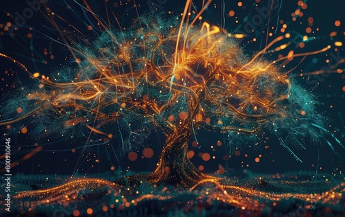 An Artistic Rendering of Tree Essence in the Digital Realm, Exploring Tree Forms through Abstract Digital Representation