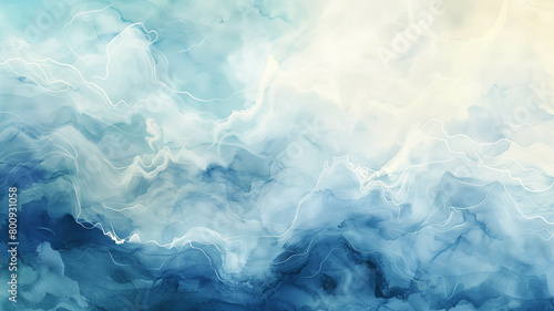 Abstract watercolor background with dynamic waves swirling in shades of blue and teal, evoking the fluidity of Van Gogh's brushstrokes. Ai generated © Kiron