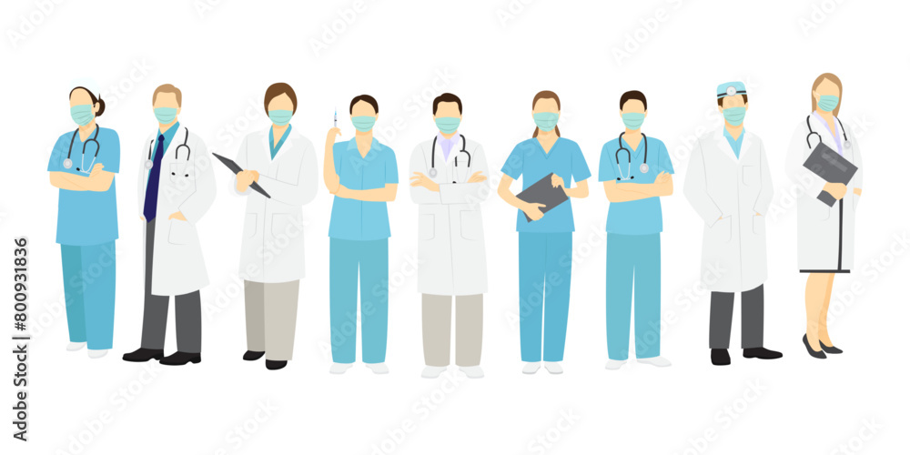 Vector illustration of Nurses and Doctors team on transparent background Vector illustration of Nurses and Doctors team on transparent background