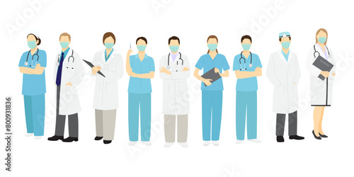 Vector illustration of Nurses and Doctors team on transparent background
