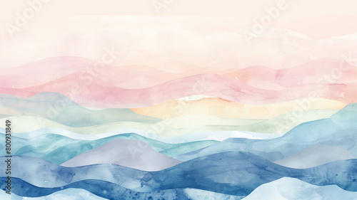 Abstract watercolor background with dynamic waves swirling in shades of blue and teal, evoking the fluidity of Van Gogh's brushstrokes. Ai generated