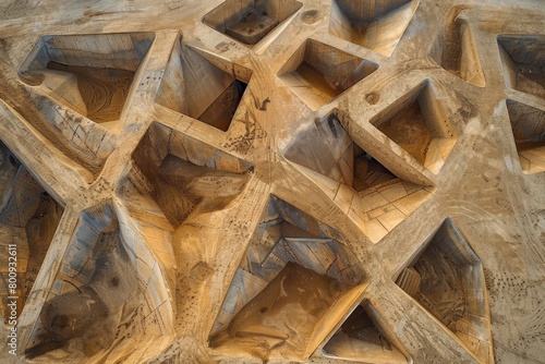 From above, the sandy terrain morphs into geometric shapes, each corner a vertex of mathematical precision. photo