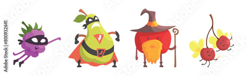 Funny Vegetable Character Dressed in Costume Vector Set