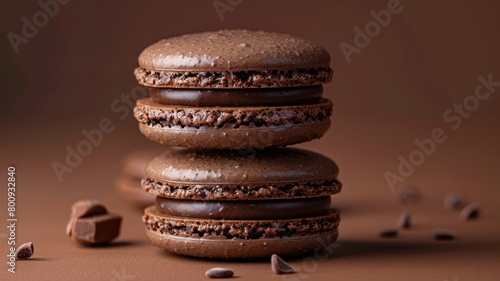 Chocolate macaron. Chocolate background. World Chocolate Day concept. Sweet chocolates perfect for valentines day background.