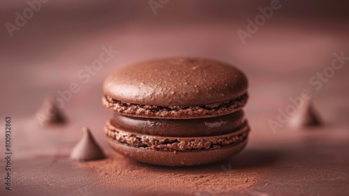 Chocolate macaron. Chocolate background. World Chocolate Day concept. Sweet chocolates perfect for valentines day background.