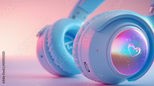 Heart themed headphones symbolize listening to one s heart, set against neutral backdrop photo