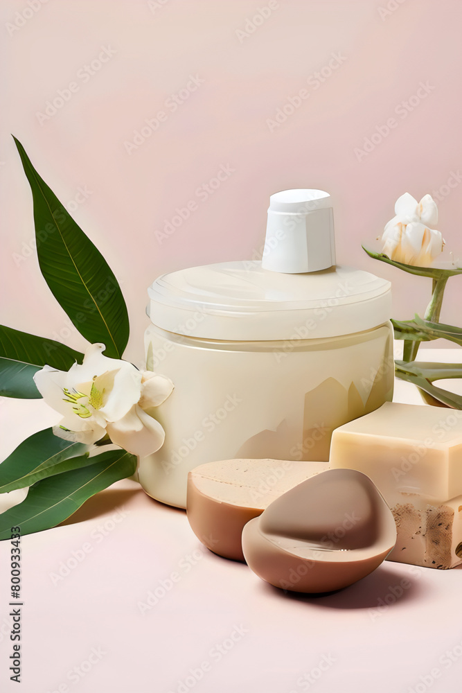 cosmetic cream and flower cosmetic cream and flower