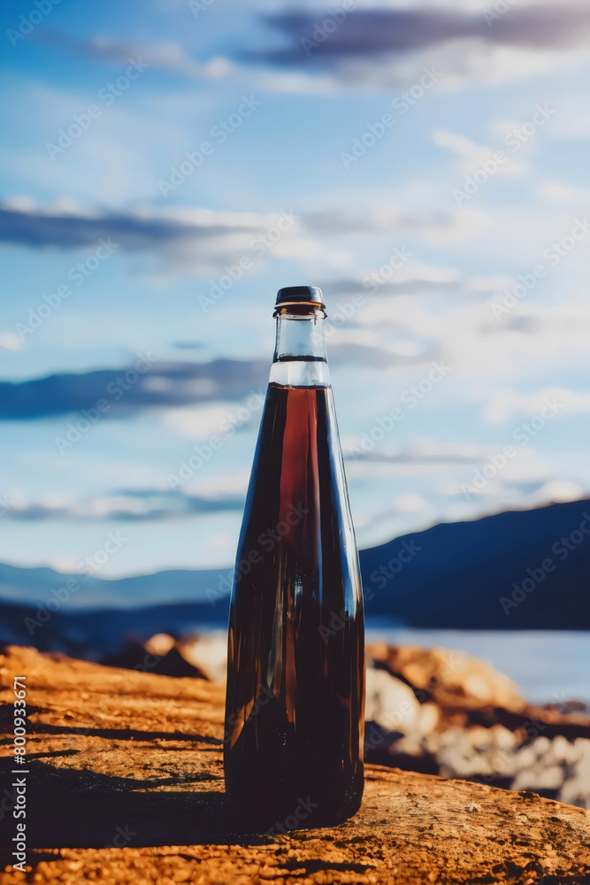bottle of wine on the beach