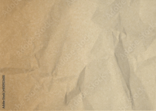 Craft crumpled paper, cardboard texture. Brown kraft realistic sheet. Parchment pageabstract design, Horizontal carton. 3d vector illustration