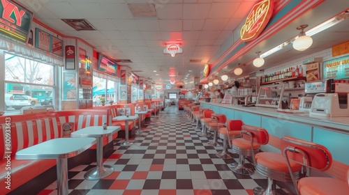American diner interior from the 1960s era  © robfolio