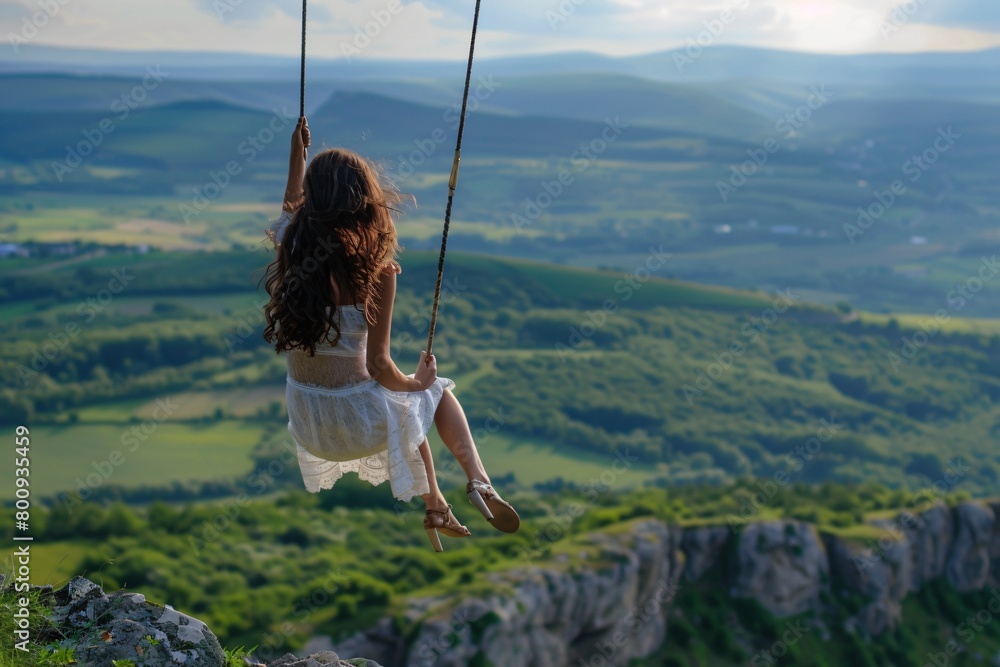 Obraz premium Beauty swings on the cliff again