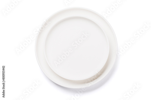 Empty white plates isolated on white background