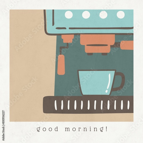 Vintage mid century coffee machine  art poster, kitchen wall art, coffee bar, coffee making, modern poster print (ID: 800936227)