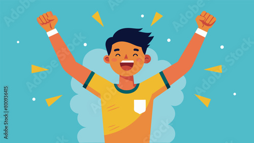 A young athlete celebrates scoring the winning goal grateful that the chronic shoulder pain that had been holding them back has finally diminished due.