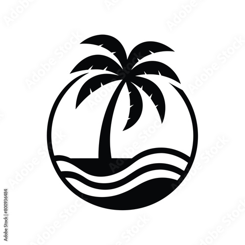 palm tree logo. sea beach logo design. nature logo design. sea logo design with a plum tree. coconut tree design