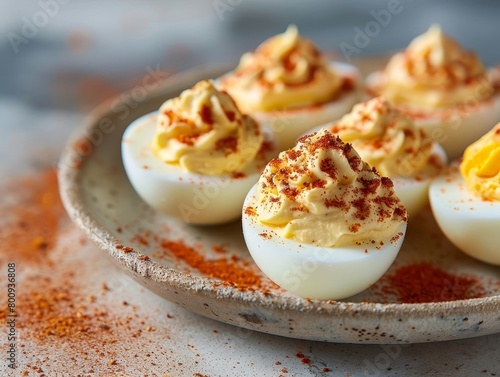 Deviled Eggs Egg Hors D'oeuvre Close-Up Food Dining Blurred Background Image