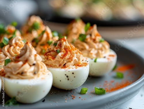 Deviled Eggs Egg Hors D'oeuvre Close-Up Food Dining Blurred Background Image