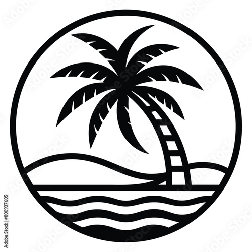 palm tree logo. sea beach logo design. nature logo design. sea logo design with a plum tree. coconut tree design