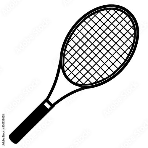 Tennis racket silhouette vector illustration isolated on white background.