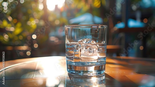 a crystal clear glass of water on the table