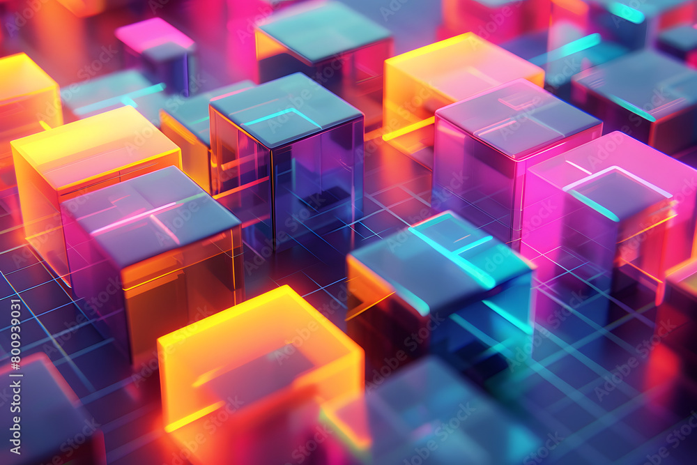 Futuristic Neon Geometric Shapes on a Dynamic Pink and Blue Background Futuristic Neon Geometric Shapes on a Dynamic Pink and Blue Background