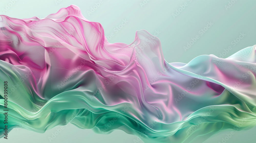 Fototapeta premium Fluid Wave Design in Magenta with Green Accents