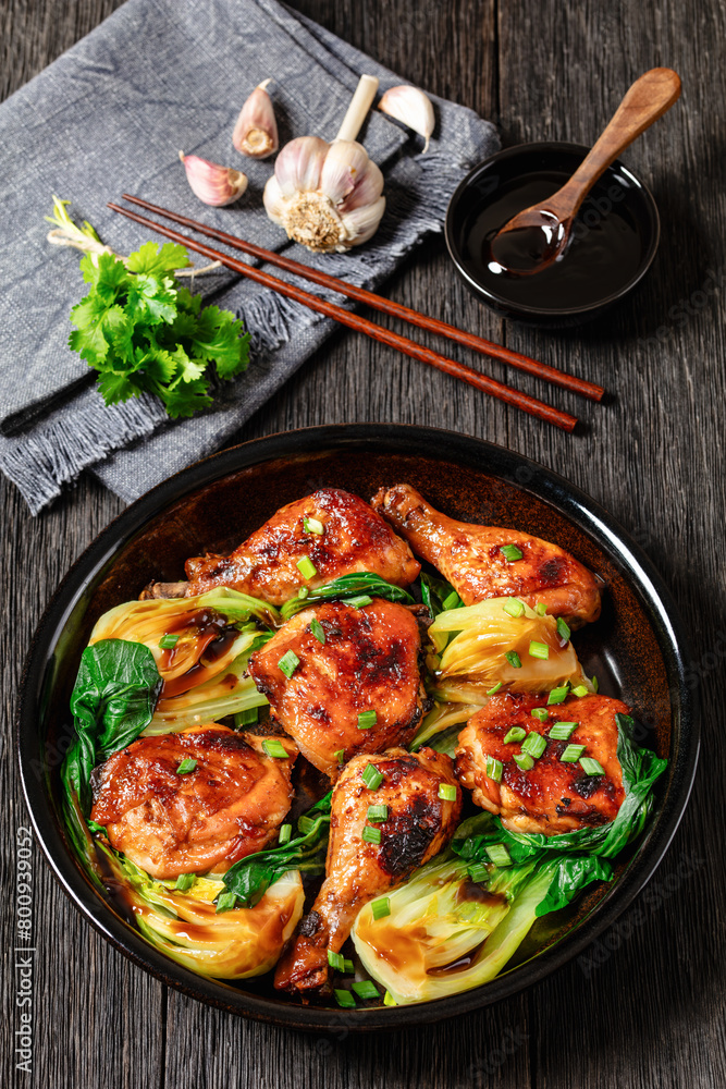 roasted asian glazed chicken thighs with bok choy roasted asian glazed chicken thighs with bok choy