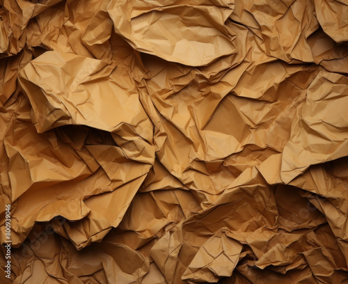 A close-up of crumpled brown wrapping paper with a worn, ideal for a vintage or grungy aesthetic.