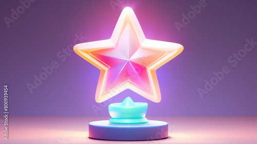 3d rendering of neon pink star candle lamp on purple background3d rendering of neon pink star candle lamp on purple background photo