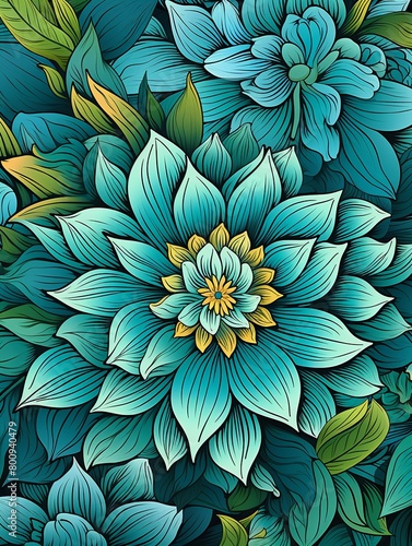 Wallpaper Mural Exotic floral mandala, repeating vector graphic, ideal for statement wall coverings , simple lines drawing Torontodigital.ca