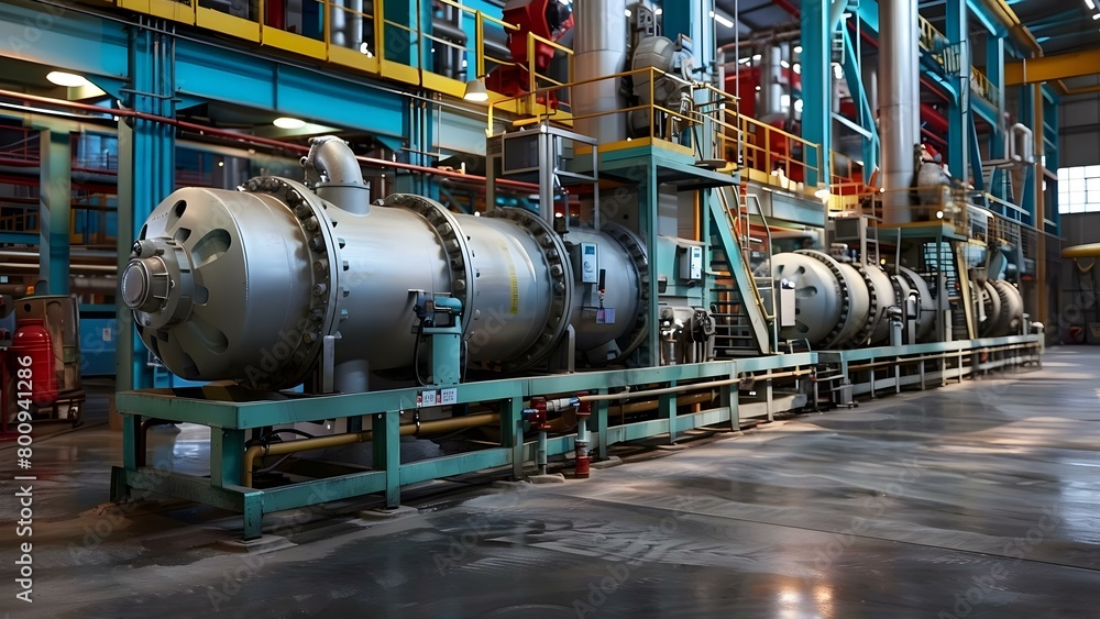 Large factory interior with industrial equipment and machinery . Concept Factory Interior, Industrial Equipment, Machinery, Manufacturing Processes, Production Facility Large factory interior with industrial equipment and machinery . Concept Factory Interior, Industrial Equipment, Machinery, Manufacturing Processes, Production Facility