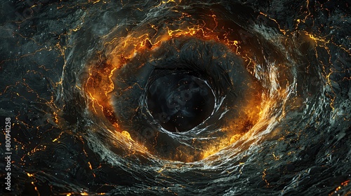 Visual metaphor of a burnt out star, transitioning into a black hole in a digital universe photo