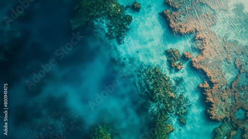 A majestic aerial view of the Great Barrier Reef, capturing the vibrant colors 