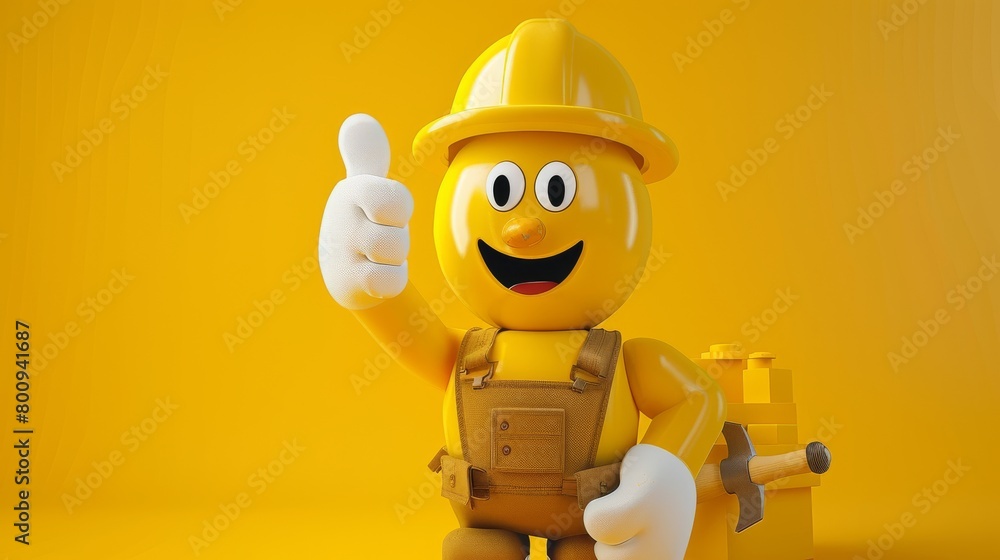 A 3D rendering of a yellow construction worker giving a thumbs up. A 3D rendering of a yellow construction worker giving a thumbs up.