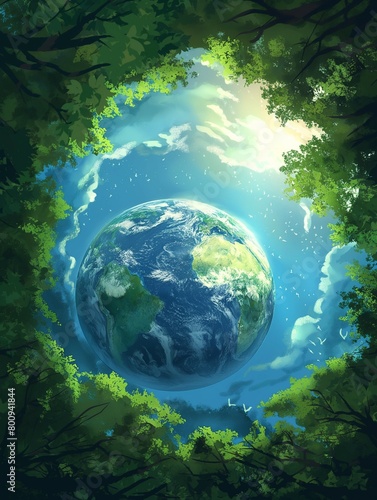 Earth Eco Hand Painting Background Illustration