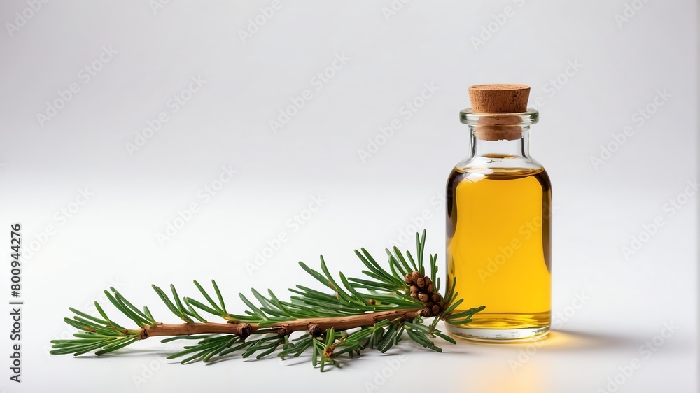 bottle of cedarwood oil on plain white background from Generative AI bottle of cedarwood oil on plain white background from Generative AI