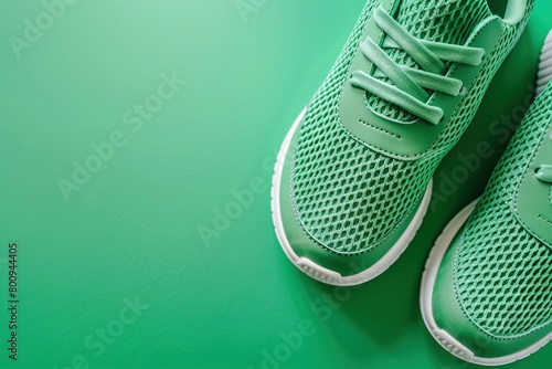 Grüne Sneaker auf grünem Untergrund  photo