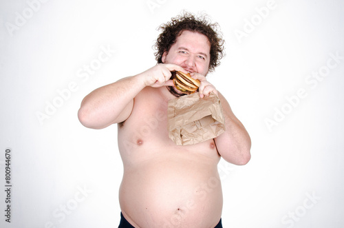 Funny fat man on a diet.