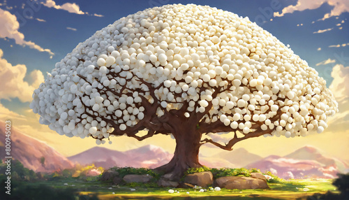 A anime style white rasgulla tree photo