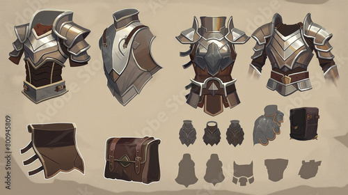 Medieval fantasy armor set illustration