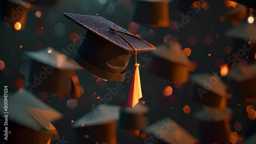 graduation hats and tassles being thrown in the air ultra realistic generative ai photo
