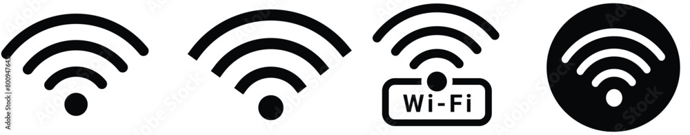 Different black wifi icon set. Wireless internet Sign isolated on white background. Vector wi-fi sign Different black wifi icon set. Wireless internet Sign isolated on white background. Vector wi-fi sign