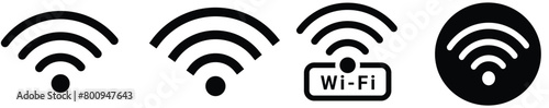 Different black wifi icon set. Wireless internet Sign isolated on white background. Vector wi-fi sign