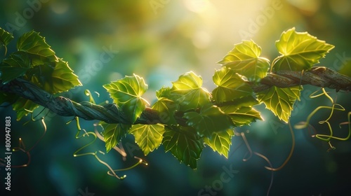A captivating image of two intertwined vines, growing together towards the light, symbolizing the unwavering support and growth shared by best friends on National Best Friends Day. photo