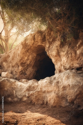 Mysterious Cave Entrance in the Wilderness