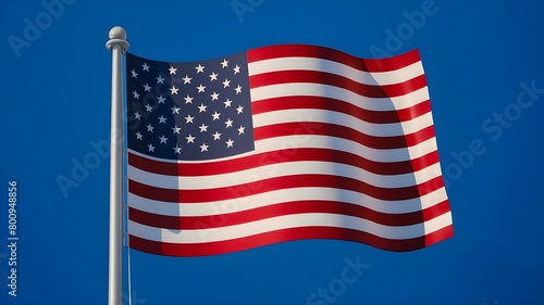 American flag on blue background. 