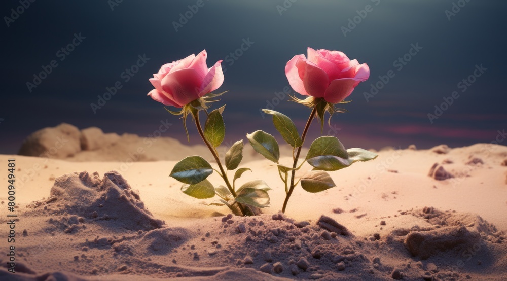 Blooming roses in the desert