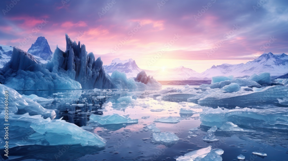 Breathtaking Icy Landscape at Sunset Breathtaking Icy Landscape at Sunset