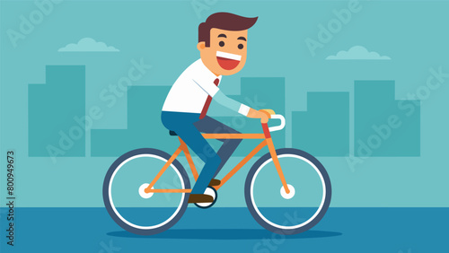 A man grinning from ear to ear as he cruises down the street on his refurbished bicycle enjoying the freedom and sense of accomplishment from